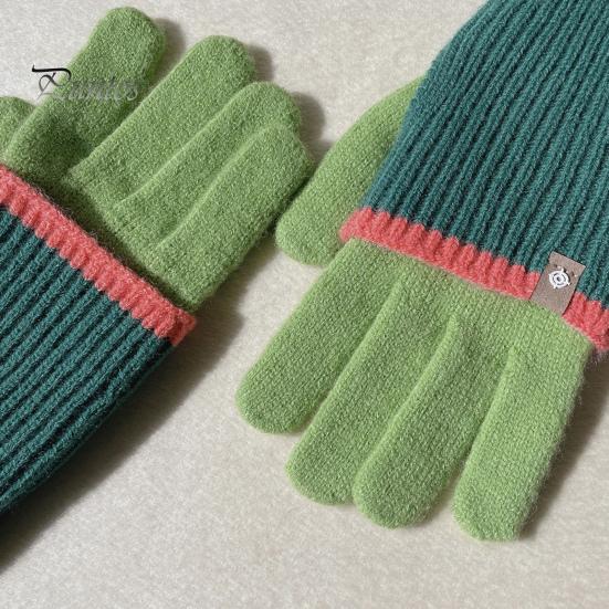 1 paire de gants d'hiver épais en tricot à cinq doigts pour femme, unisexe, antidérapants, pour écran tactile, pour la conduite, le golf, le ski, le patinage