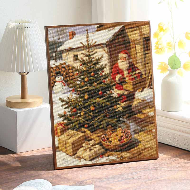 DIY 5D Diamond Painting Kit Christmas Santa Snowy Cabin Full Drill Rhinestone Art Canvas Relaxing Creative Craft for Home Wall Decor Gift