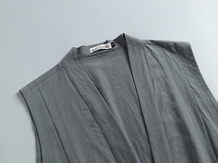 Men's Sleeveless Summer Linen Vest - Chinese Style Retro Tang Suit Waistcoat with Frog Button