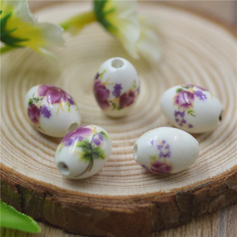 

12 * 16 мм Свободные бусины Керамические овальные бусины Керамические бусины Цзиндэчжэнь Материал для аксессуаров для китайского узла DIY ceramic long bead small