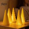 Christmas Tree Decorations Set 5Pcs Illuminated With/No LED Lights, Nordic Style Luminous Desktop Holiday Ornaments Tabletop Ornaments, Cone for Home
