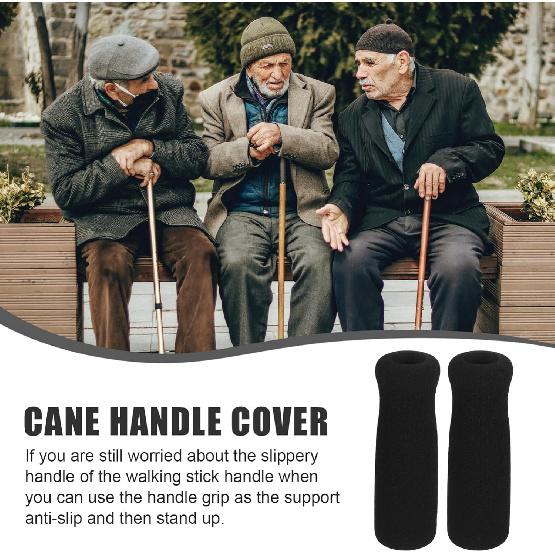 Kisangel 4Pcs Walking Cane Handle Grip Replacement Walking Cane Grip Foam Hand Grip for Walking Cane Accessories, 11x3cm, Black,