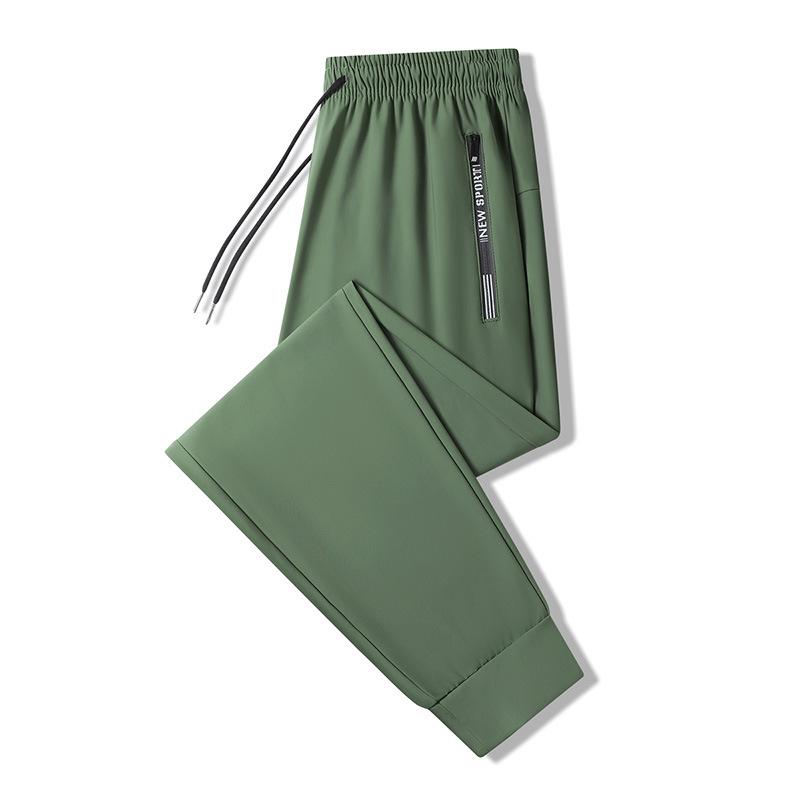 Black Quick-Drying Ice Silk Joggers: Summer Thin, Loose, High-Stretch, Plus Size Casual Sports Pants