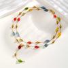 Collier en Pierre Naturelle Multicolore Arc-en-ciel en Forme de Y pour Femmes, Collier Chaîne Boho à Perles en Acier Inoxydable, Bijoux de Fête Tendance