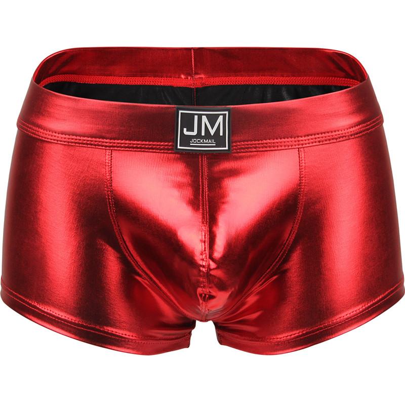 Boxer JOCKMAL Materiale Similpelle con Superficie Riflettente Lucida Moda Sexy Boxer da Uomo Club Party Pantaloncini da Uomo Mutande
