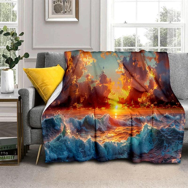 29 Style New Sea Water Beach Reef Nature Scenery 3D Blanket,Soft Throw Blanket for Home Bedroom Bed Sofa Travel Picnic Cover Kid