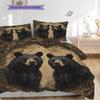 Black Bear Pattern Bedding Quilt Set Quilt Cover Pillowcase Home Decoration Birthday Gift (1 * duvet cover + 2 * pillowcase, without core)