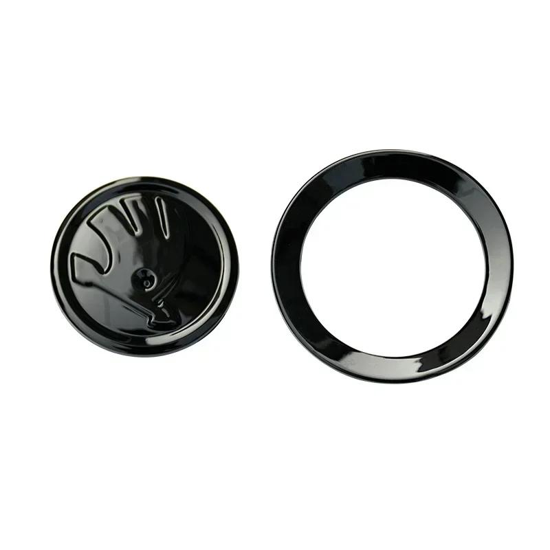 Car Steering Wheel Black Emblem for Skoda Superb RS NM18 Fabia Kodiaq Karoq Octavia A5 A7 Yeti Rapid Decorative Stickers Accessories