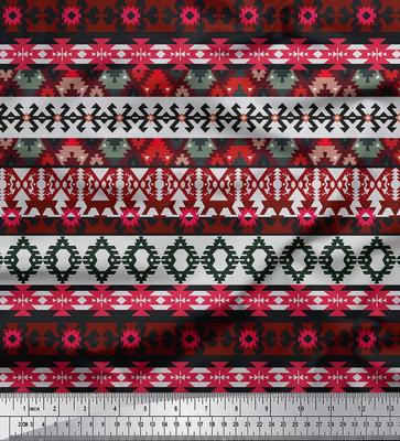Japan Crepe Satin Fabric Aztec Southwestern Print Fabric by Metre 42 Inch