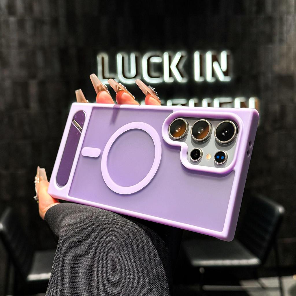 Samsung S25 Ultra/S24 Plus Magnetic Flip Stand Phone Case with Skin-Feel Finish