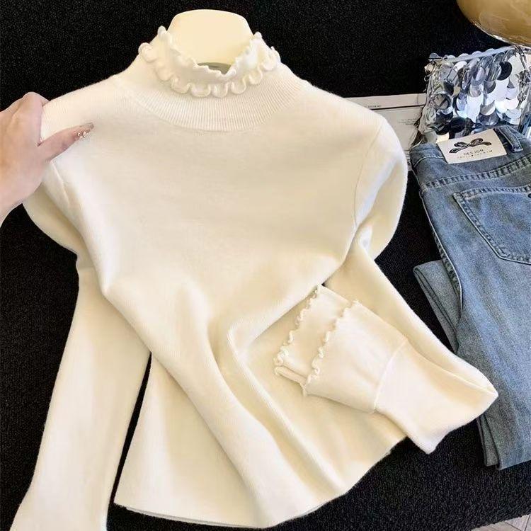 

Corduroy Ruffled Trim Top: Stylish, Solid Color, Slimming, Versatile for Autumn and Winter 3XL 145-160 lbs