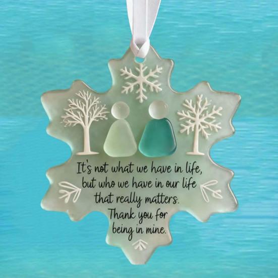 Snowflake Shaped Sea Glass Ornament Handmade Sea Glass Art Friendship Keepsake Coastal Winter Christmas Tree Decoration
