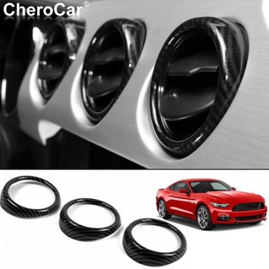 

For Ford Mustang 2015+ Center Console AC Air Vent Outlet Cover Trim Carbon Fiber
