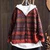 Johnature Women Vintage Sweaters Striped Print Floral Spring Chinese Style V-Neck Long Sleeve Knitted Sweaters