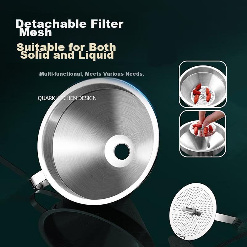 Jekero Thickened 316 Stainless Steel Funnel with Detachable Strainer, Food-Grade Large Size Kitchen Oil And Wine Funnel