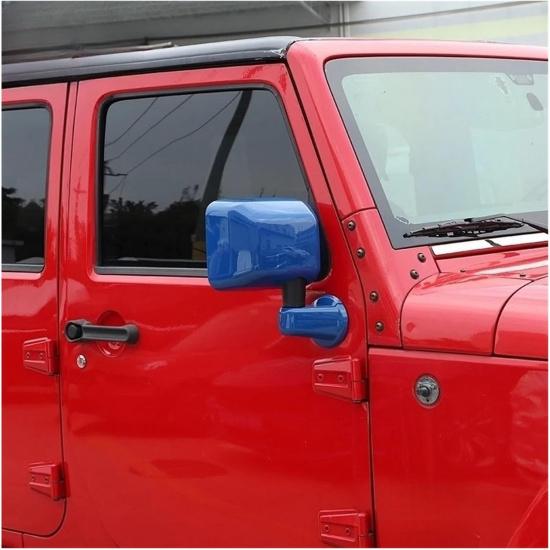 ABS Car Rear Rearview Mirror Shell Base Decoration Cover Compatible For Jeep Wrangler JK 2007-2017 Exterior Accessories(Carbon Fiber Grain)