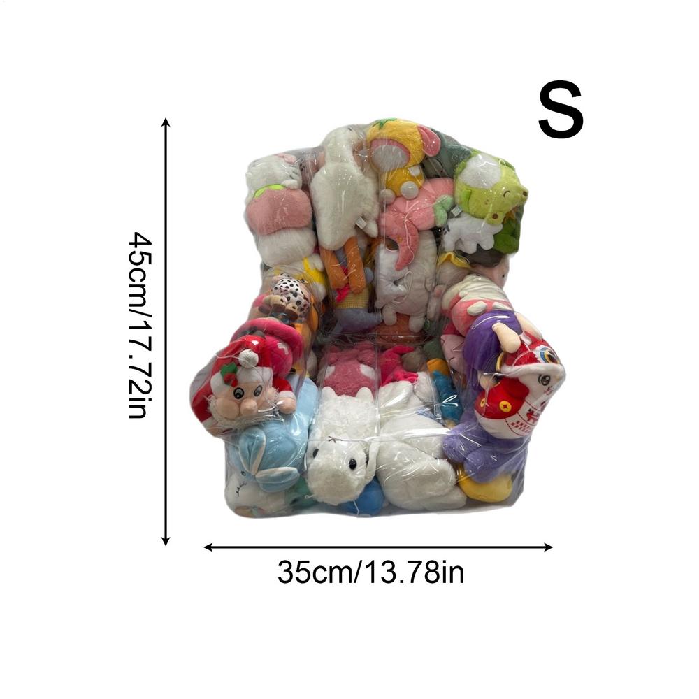 Transparent Children Plush Toys Storage Chair Cover Bean Bag With Zipper Waterproof Capacity Large Doll Storage Bags