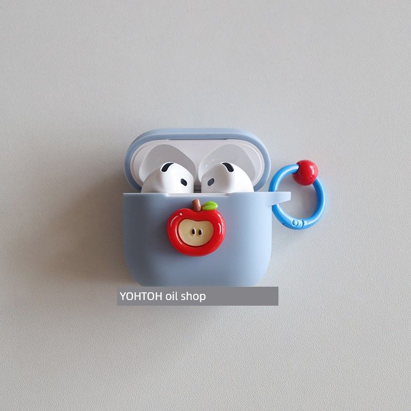 

Love Apple for Apple AirPods Pro2 Protective Case Airpods4 Earphone Case Pro Wireless One-Piece 2/3 Soft Silicone Niche Advanced Shatter-resistant Apple AirPods3 Denim Blue + Circle Hanging Buckle
