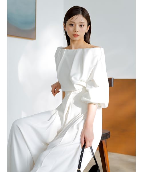 Snidel Tuck Sweatshirt Free Size Off-the-Shoulder SWCT251158, Women's, White,