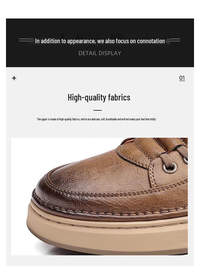 White Men's Business Casual Leather Sneakers Handmade Stitched Cowhide Youth Style 7773