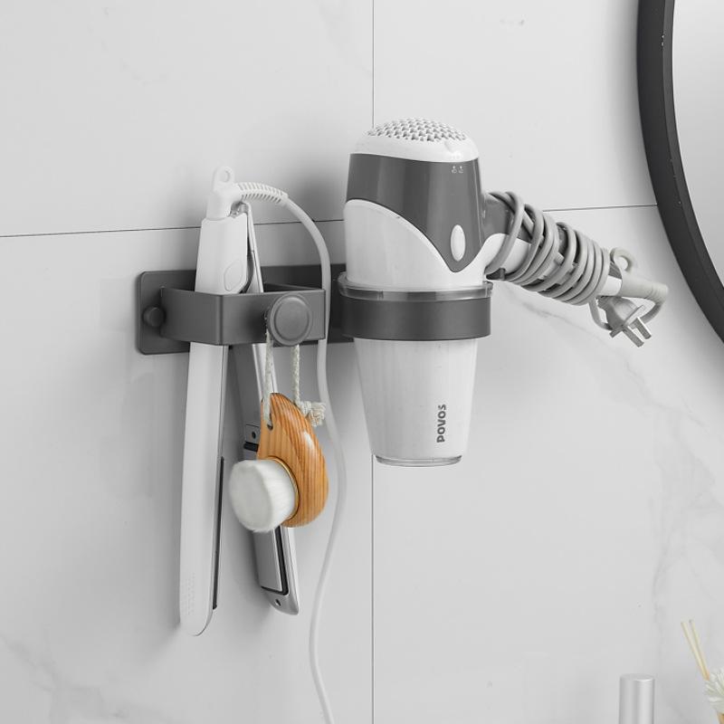 

Настенный держатель для фена - Органайзер для фена и выпрямителя, Полка для хранения в ванной без сверления, Полки для ванной