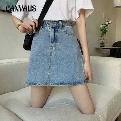 Sommer Denim Halbkörper Rock Flut Frauen Reine Farbe Hohe Taille Dünne Freizeit Paket Hüfte Kurzen Rock