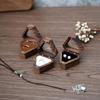 Luxury Wooden Wedding Ring Box Velvet Finish Triangle Shape Jewelry Storage Box Single Slot Gift Box Jewelry Storage