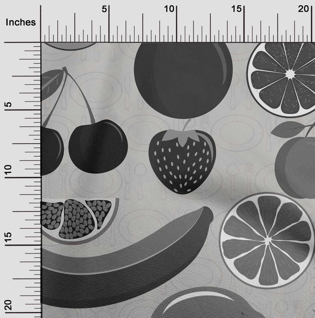 oneOone Bavlna Flex Světle šedá látka Ovoce Řemeslné projekty Dekor Fabric Printed By The Yard 40 Inch
