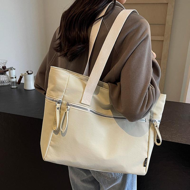 Japan Style Multi-pocket Shoulder Bags for Women Large Capacity Nyl Cloth Ladies Handbags Simple Female Shopping Tote Zipper