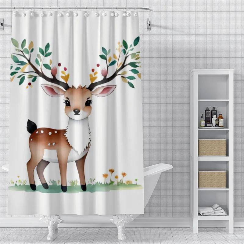 Home Decoration Shower Curtains For Bathroom Waterproof Curtain Fabric Modern Nordic Style Living Room Merry Christmas Winter