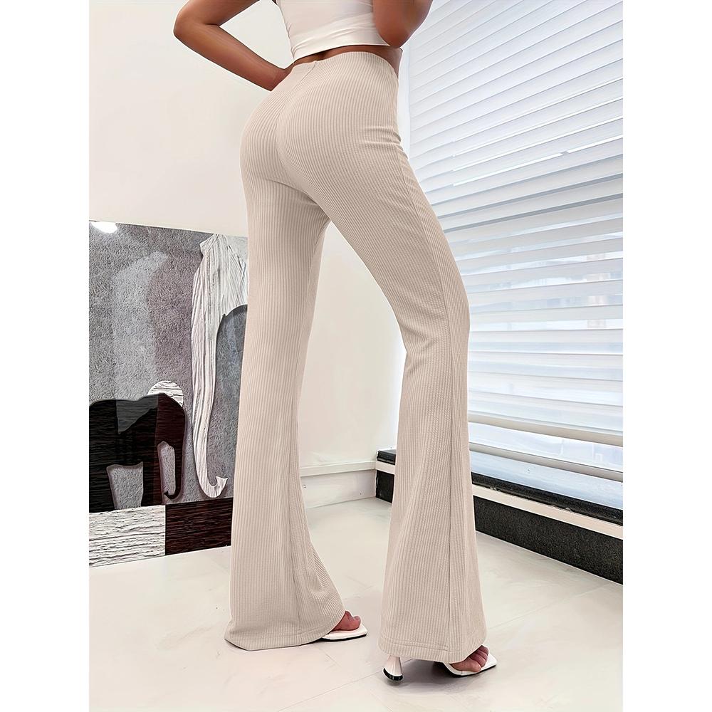 Women High Waisted Casual Yoga Pants Straight Leg Flare Comfortable Trousers Violet White Beige Blue