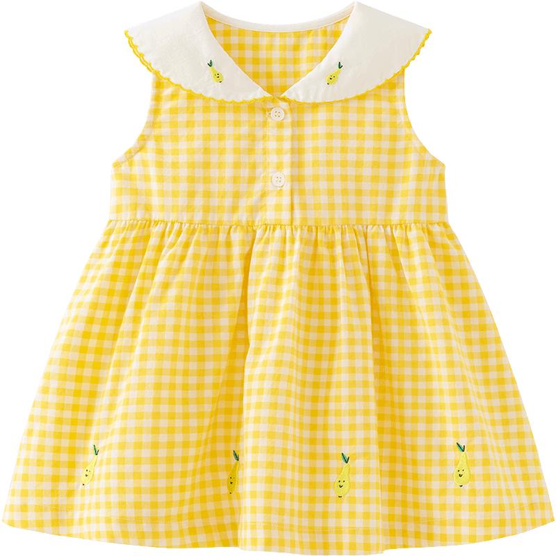 Minibala Girls  Plaid Cotton Vest Dress M