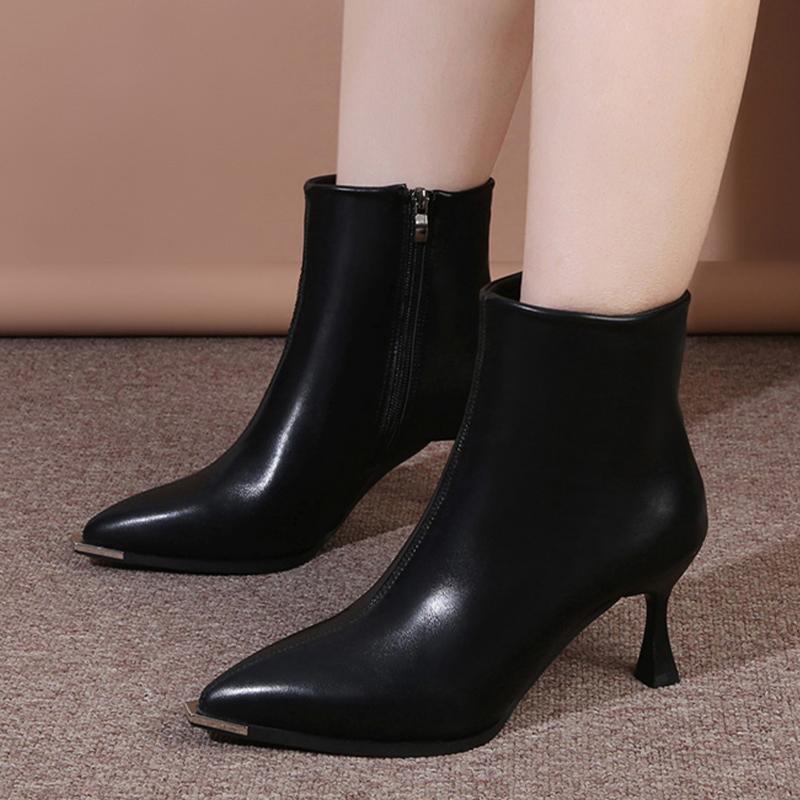 

Остроносые женские ботильоны, дизайнерские сексуальные кожаные туфли на высоком каблуке, трендовые зимние туфли-лодочки, ботинки челси, готические ботинки Botas De Mujer 40