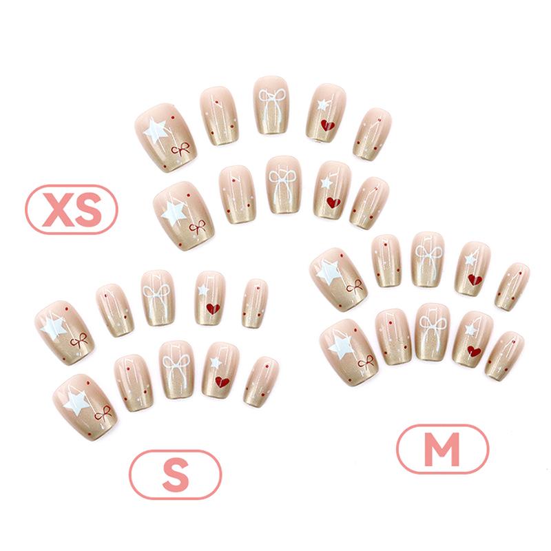 30Pcs Long Press On Fake Nails Full Cover Artificial Wearable Nail Beauty Tips French False Nails Art