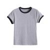 Baumwoll-Kurzarm-T-Shirt Damen Sommer Oberteil Schlankmachend Rechte Schulter Rundhals Slim Fit T-Shirt