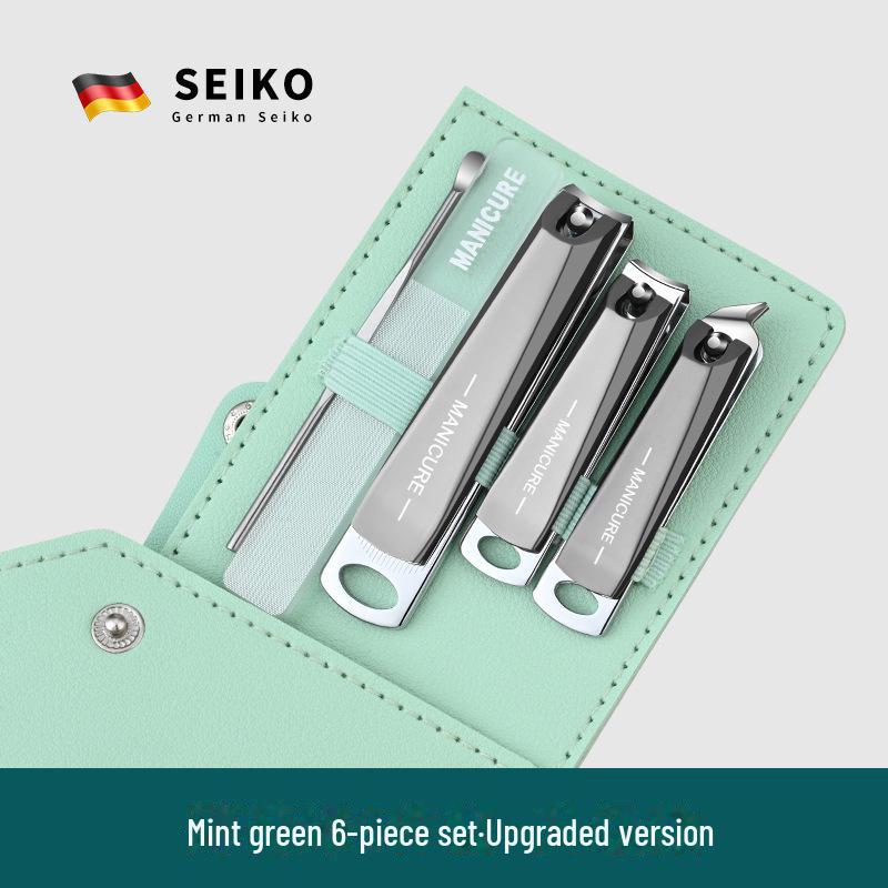 Portable Nail Clipper & Scissors Set with Rotating Leather Case - Large Anti-Splash Design