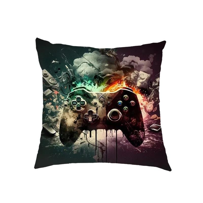 

Funny Gamepad Gamer Cushion Covers Video Game Fan Pillowcase Sofa Bedroom Office Pillowcases Home Party Car Bedding Gift 12x12Inch