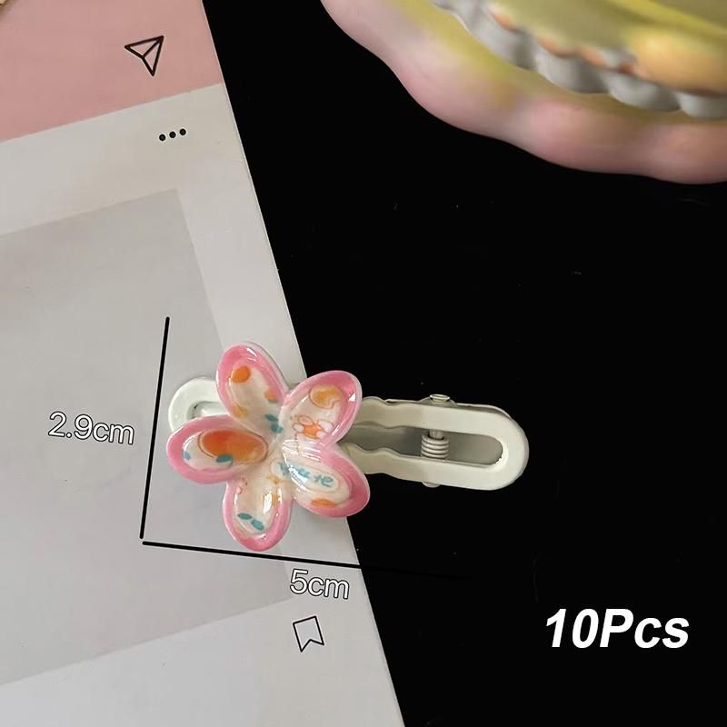 

10 шт. Милый зажим для волос с цветочным принтом для женщин, девочек, Изысканная заколка для волос, Универсальные, трендовые аксессуары для волос, Подарки