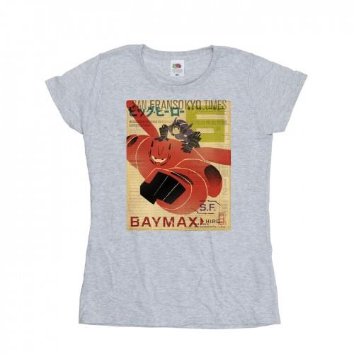 

Disney Womens/Ladies Big Hero 6 Baymax Flying Baymax Newspaper Cotton T-Shirt білий