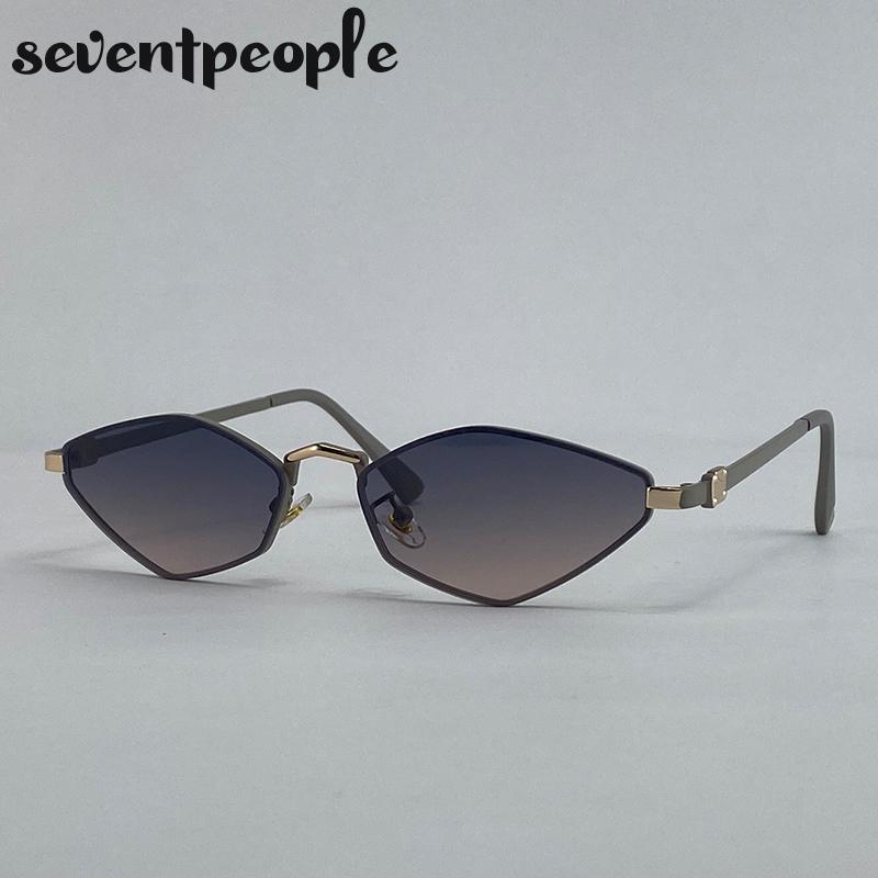 Y2K Punk Small Frame Polygon Sunglasses Women  Luxury Brand Vintage Cat Eye Sunglass Trendy Hexagon Shades For Ladies UV400
