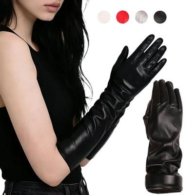 1 Pair 30/40cm Driving Gloves Extra Long Stage Performance Gloves PU Leather Gloves  for Women