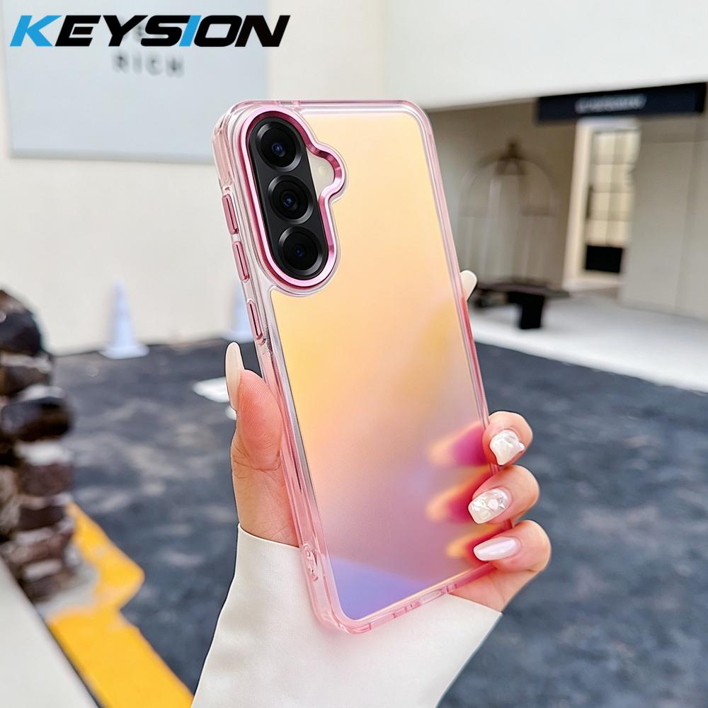 KEYSION Laser Gradient Colorful Phone Case for Samsung A56 5G A36 A26 Soft TPU+PC Shockproof Back Cover for Galaxy A16 4G 5G