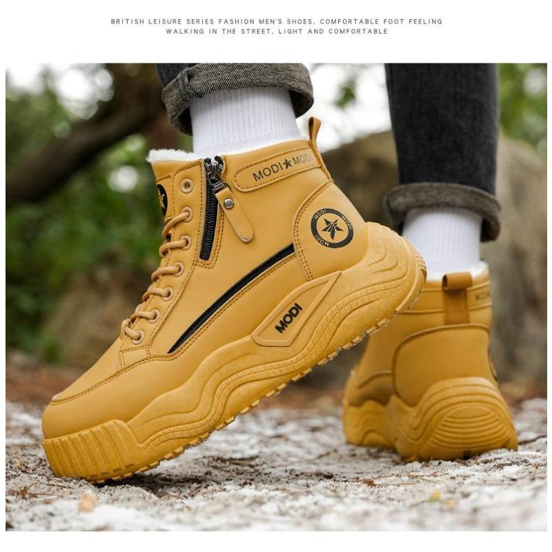 Men's Winter Warm-Lined Thickened Waterproof Anti-Slip Cotton Boots With Thick Sole.