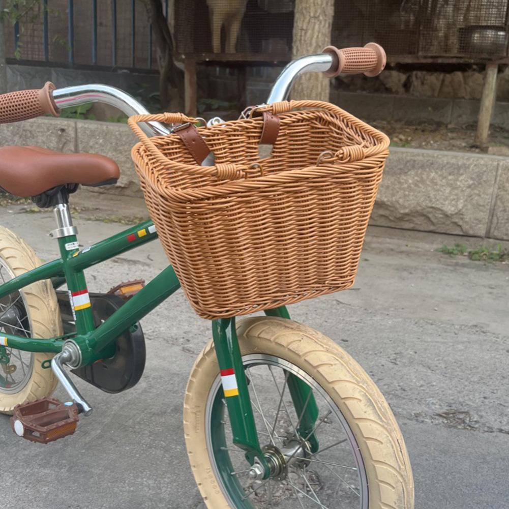 Fahrradkorb Rattan Handgeflochten Fahrradaufbewahrung Lenkerkorb vorne für Kinder Erwachsenen Fahrradtasche Korb Fahrrad-Tragetasche