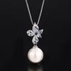 Pearl Necklace Niche Light Luxury Silver Needle Earrings Pearl Temperament Summer Versatile Set Pendant Earrings Royal Blue Women