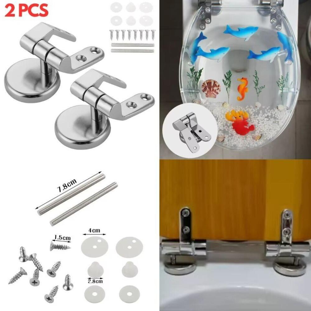 Chrome Zinc Alloy Toilet Seat Hinges Replacement Set Universal Heavy Duty Mounting Hardware One Pair Bathroom Fittings