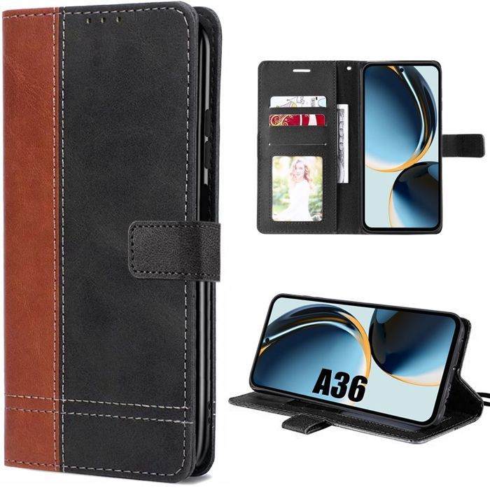 Coque de protection - BOOLING - pour Samsung Galaxy A36 5G - Cuir synthétique - Antichoc - Bicolorée