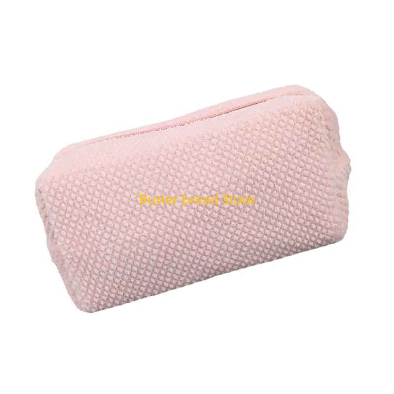 W89C Large Capacity Plush Pen Case Corduroy Pen Pouches Zippered Pen Bag for Women