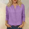 Women's Vintage Three-Quarter Sleeve Cotton Linen Shirt