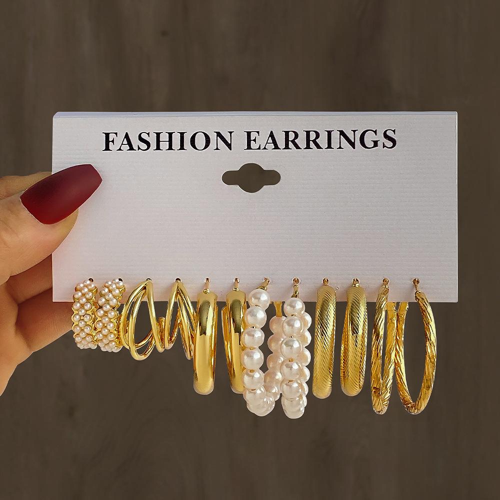 Fashion Style Gold C-chain Earrings Set, Women's Temperament Light Luxury High-end Earrings